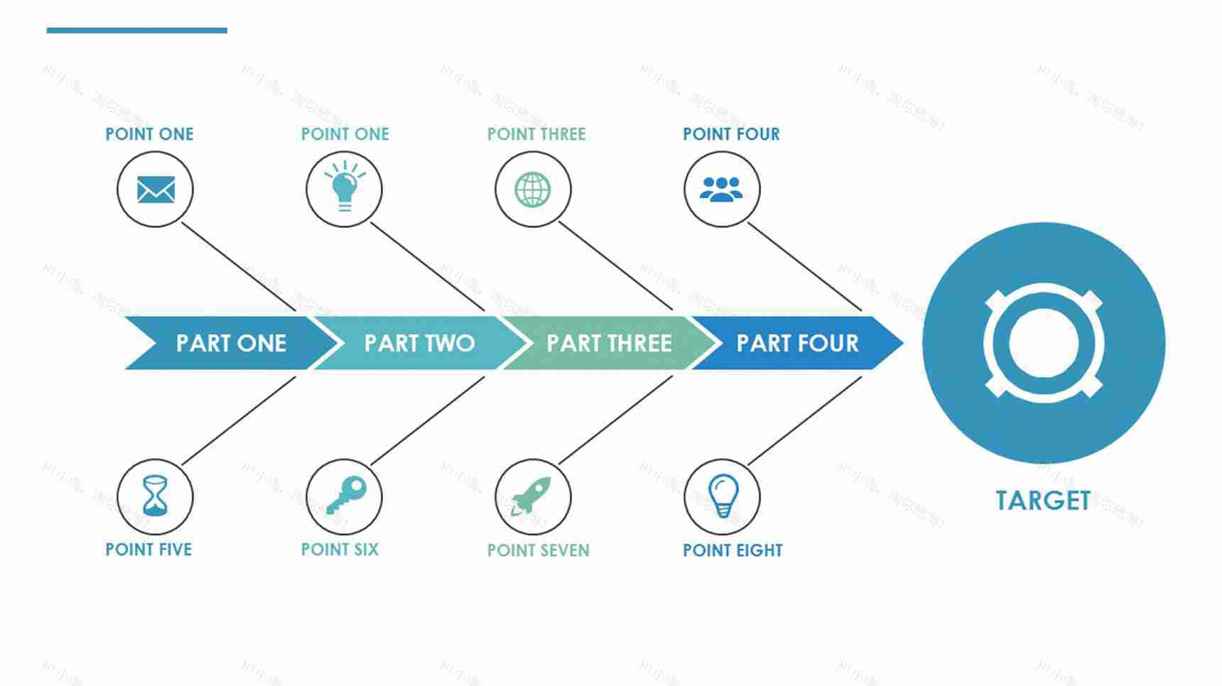 清新简约鱼骨图PPT模板-1