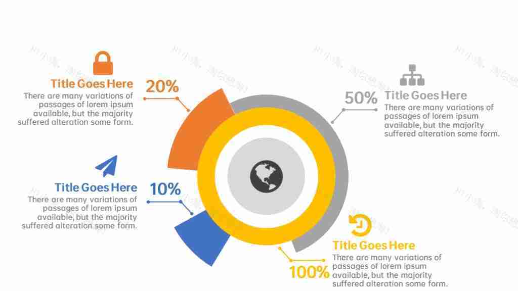 简洁扇形数据查看图表PPT模板-1