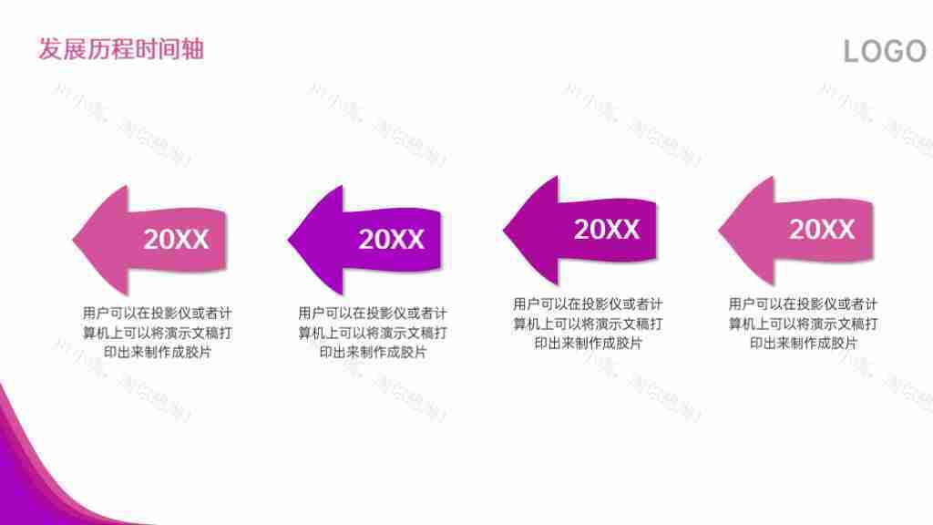 时尚紫色企业发展历程时间轴PPT图表模板-14