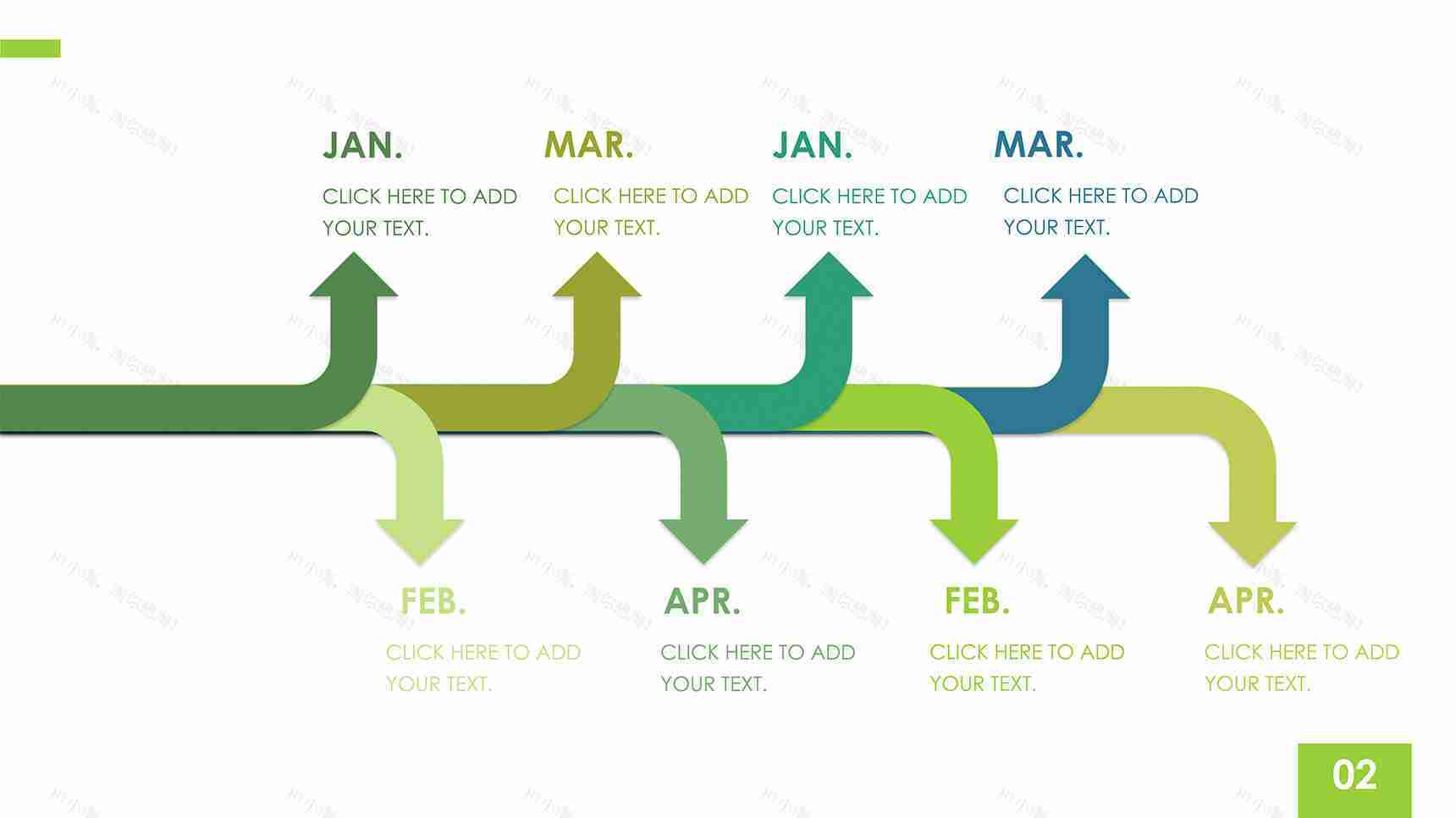 微立体箭头关系时间轴PPT模板素材-3