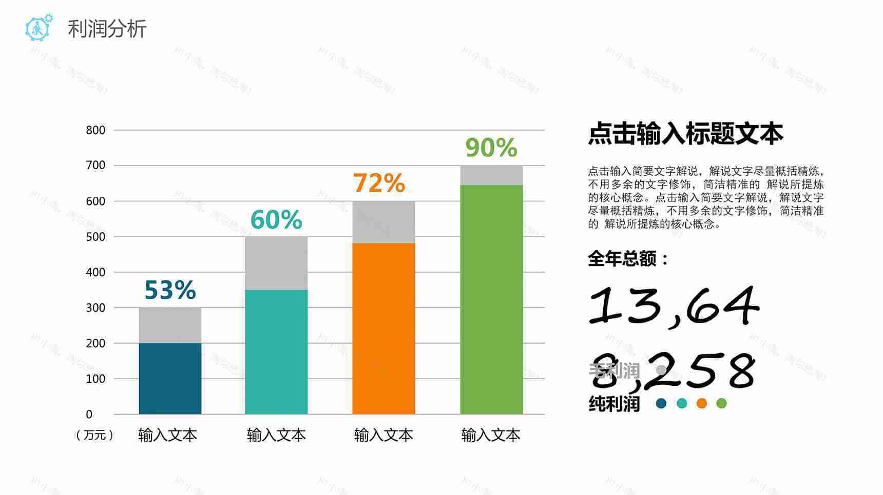 毛利净利利润分析PPT柱形图-1