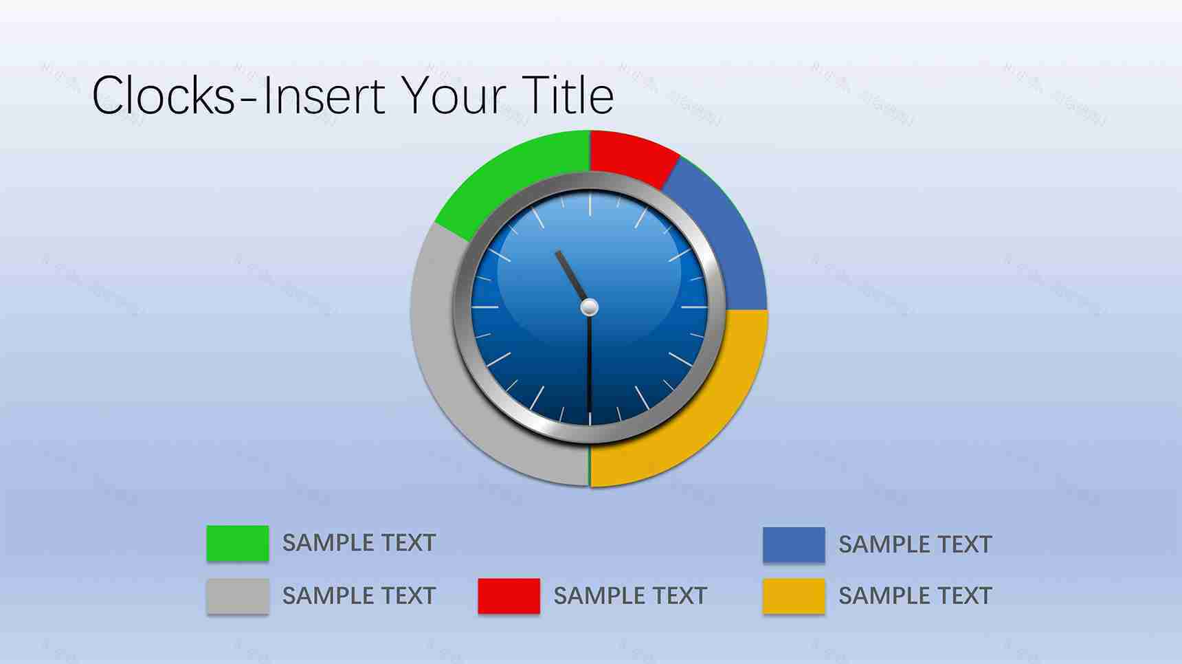 简约商务时钟饼状图PPT模板素材-1
