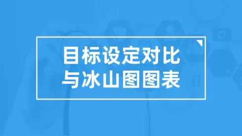 蓝色简洁目标设定对比与冰山图图表合集PPT图表模板