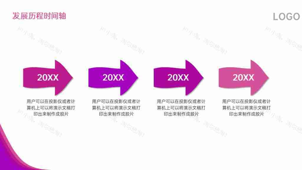 时尚紫色企业发展历程时间轴PPT图表模板-18