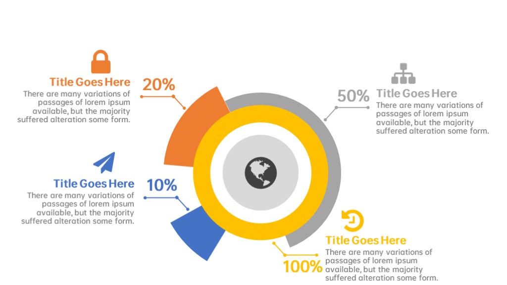简洁扇形数据查看图表PPT模板