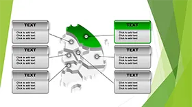 绿色清新带文本框地图图表PPT模板