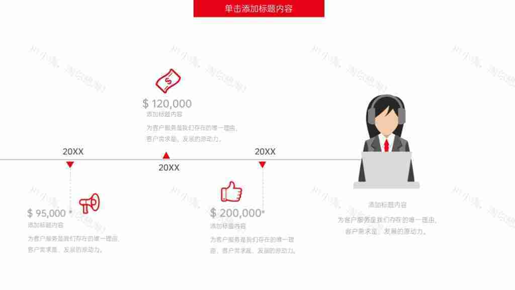 红色简约公司发展历程时间轴PPT图表模板-17