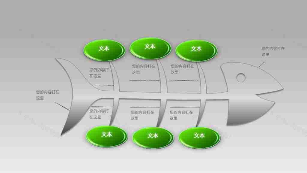 灰色渐变3D立体鱼骨图PPT图表-1