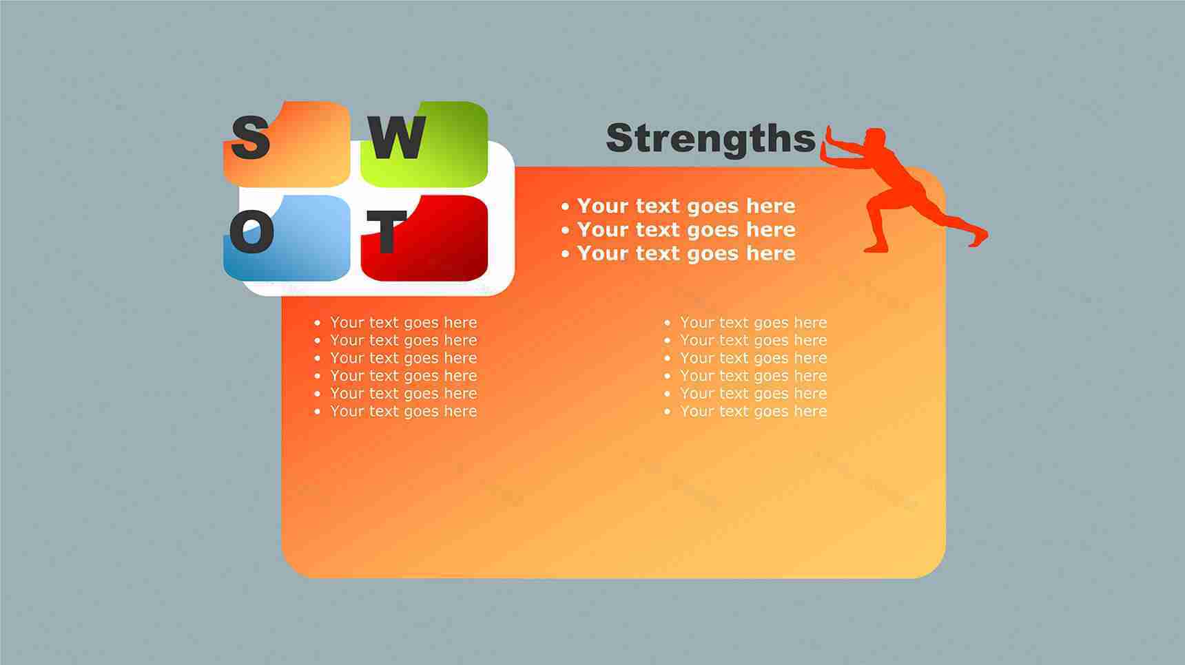 橙色创意SWOT分析PPT图表模板-1
