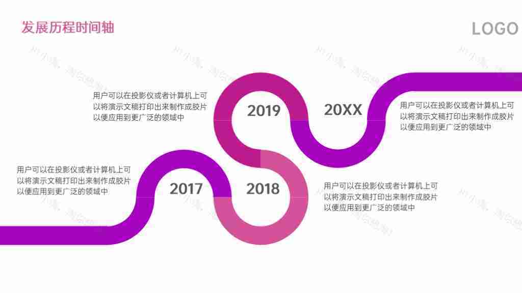 时尚紫色企业发展历程时间轴PPT图表模板-4