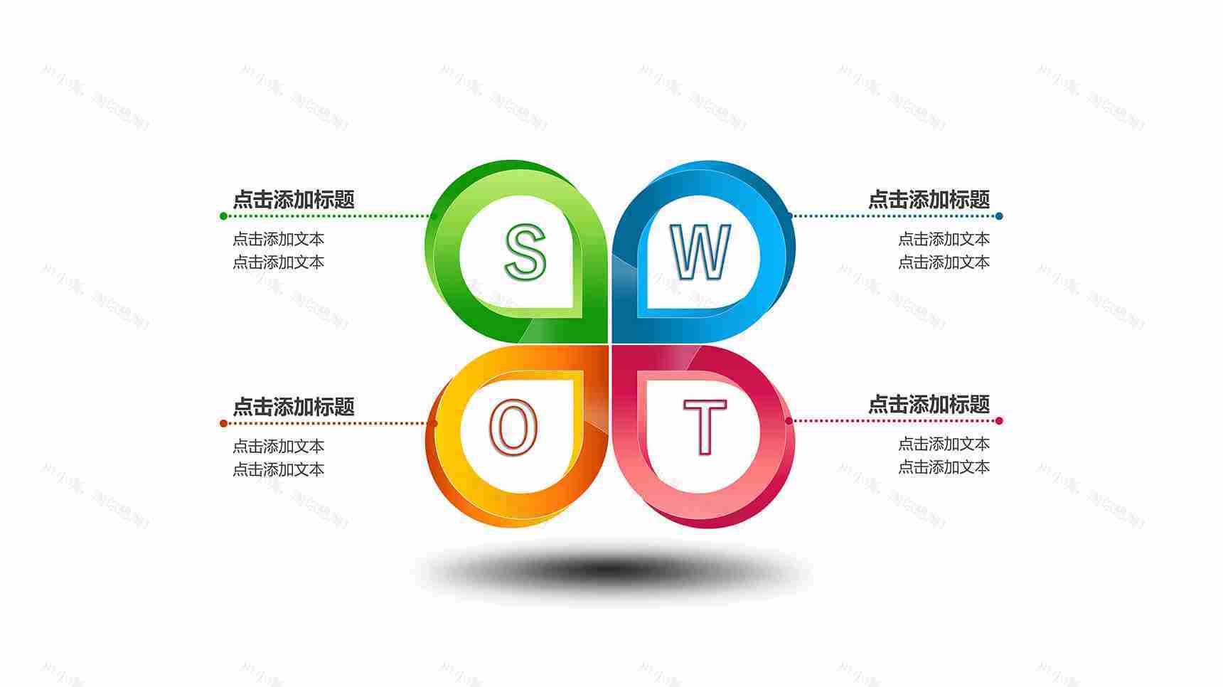 立体简约SWOT分析图表PPT模板-1
