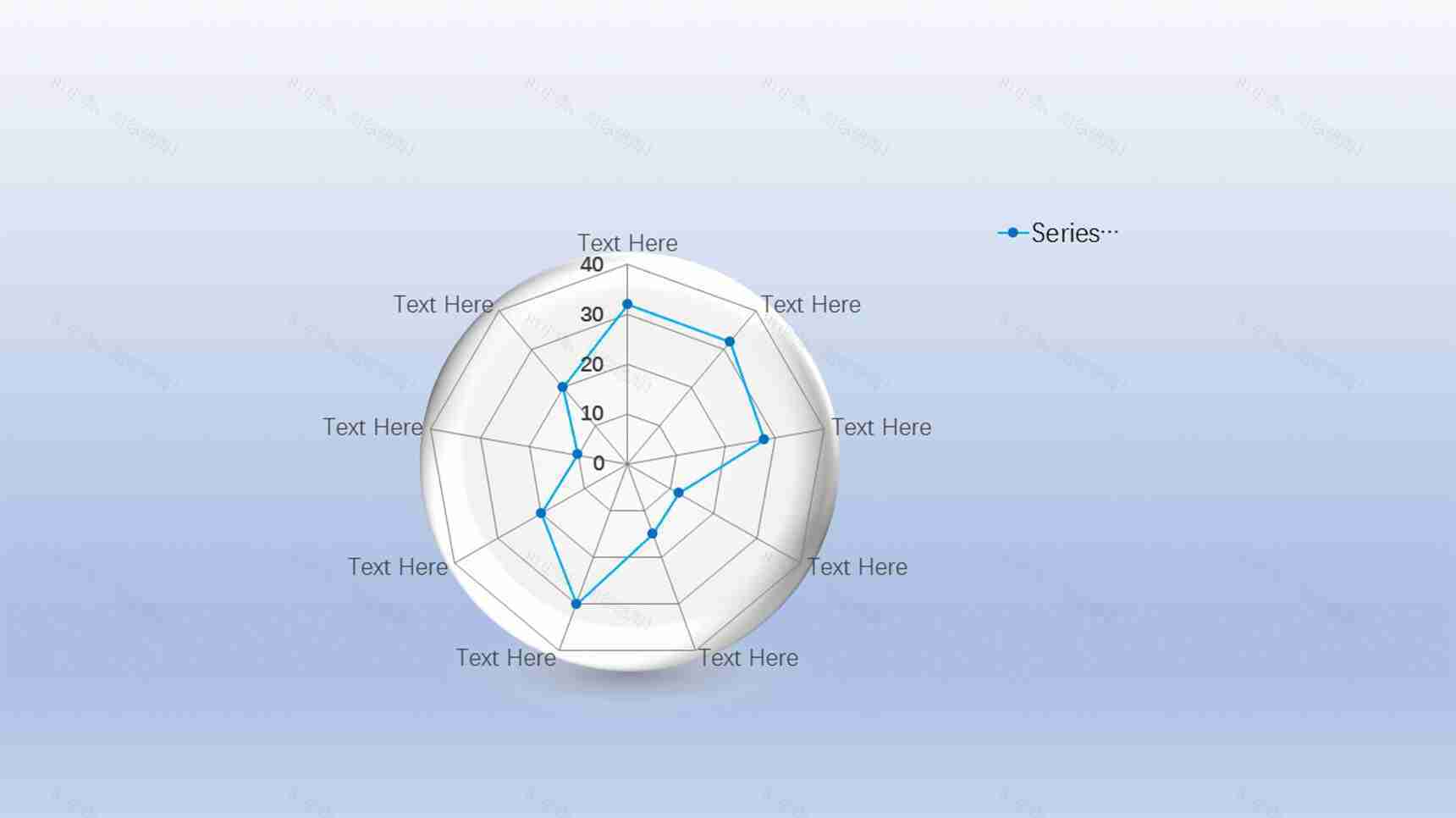 渐变背景简约雷达图PPT图表模板-1