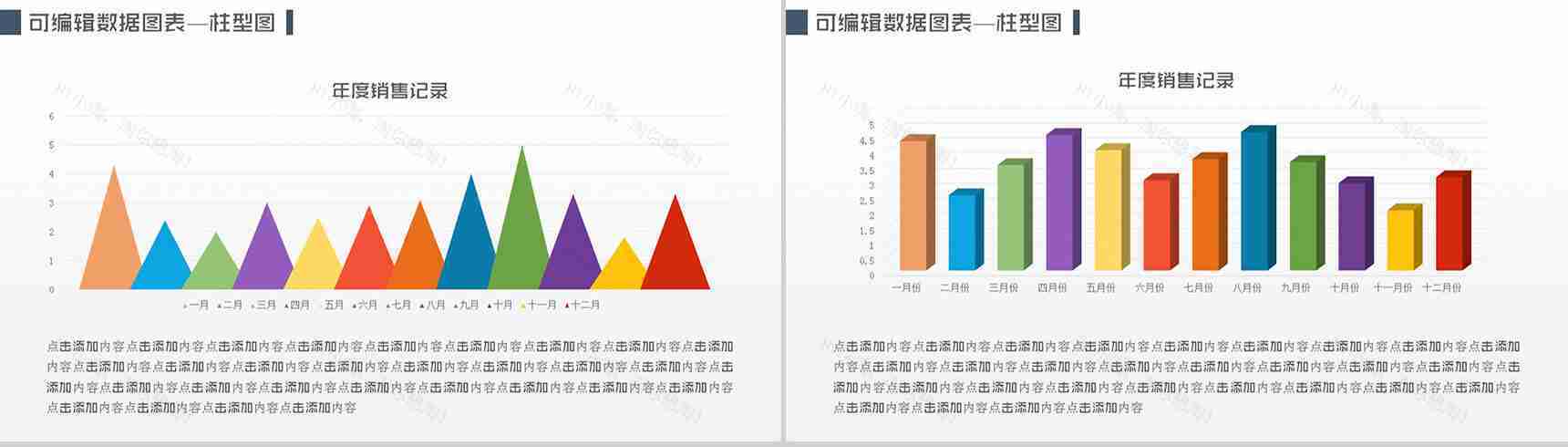 绿色精美实用可编辑数据图表柱形图-3