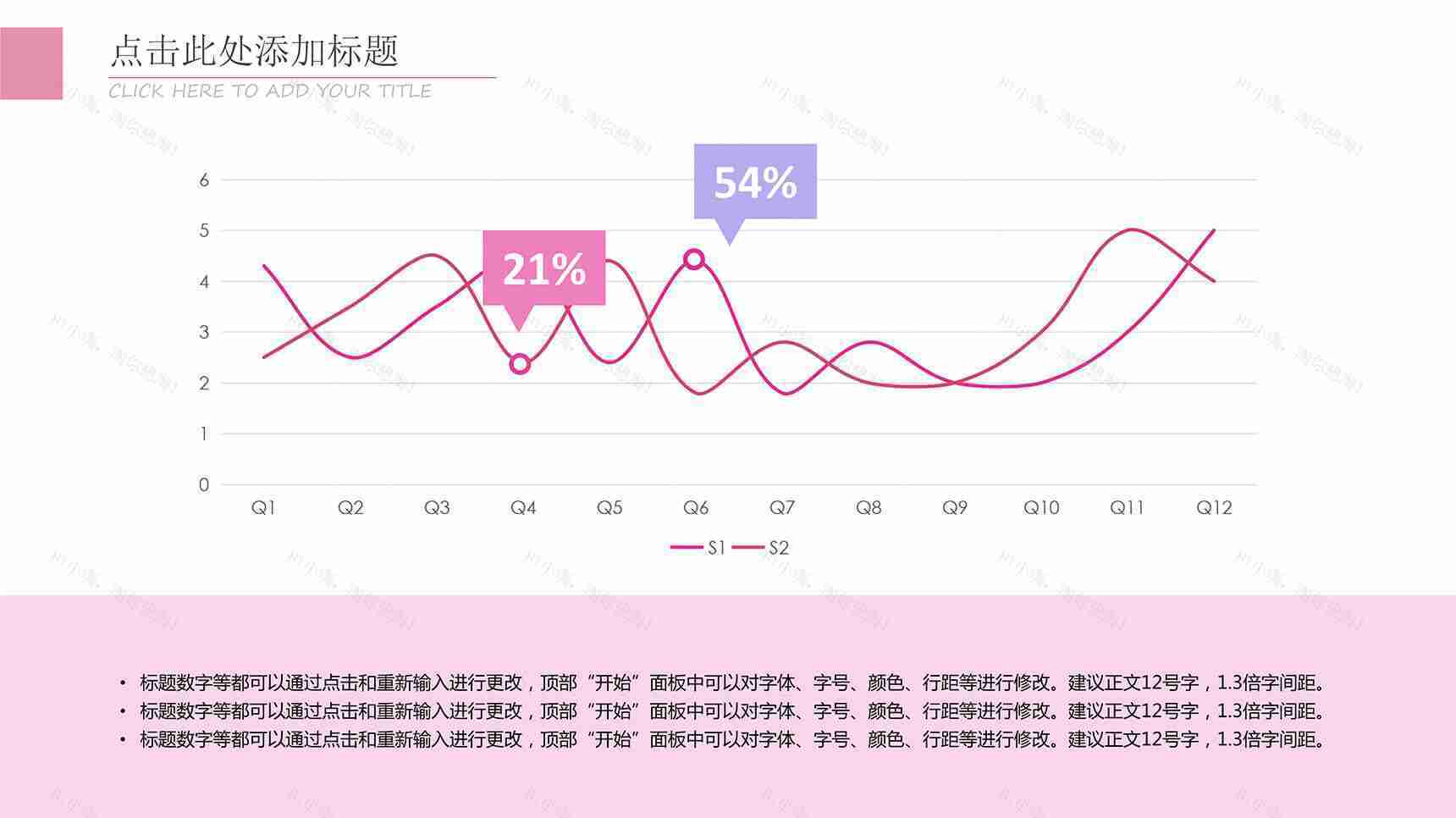 清新简约数据图表折线图-2