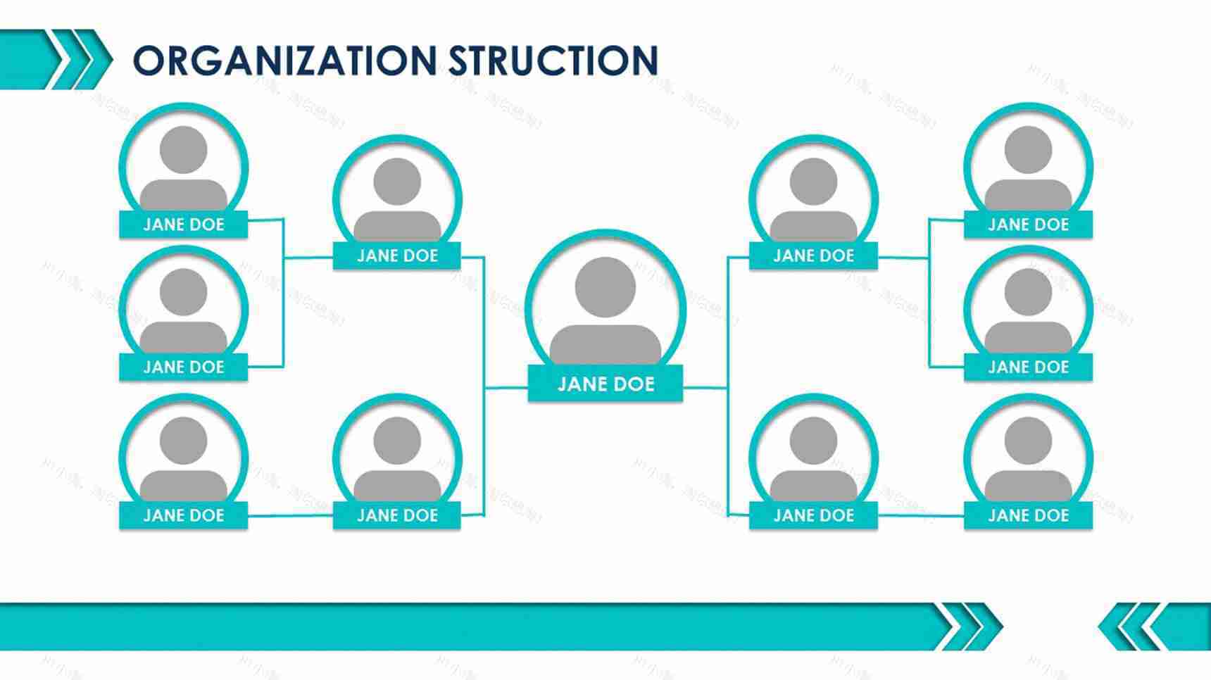 简洁商务公司组织结构图PPT商业图表-1