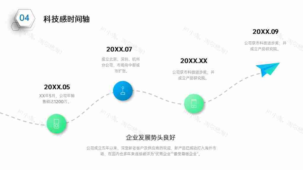 简洁企业发展时间轴企业文化PPT图表模板-77