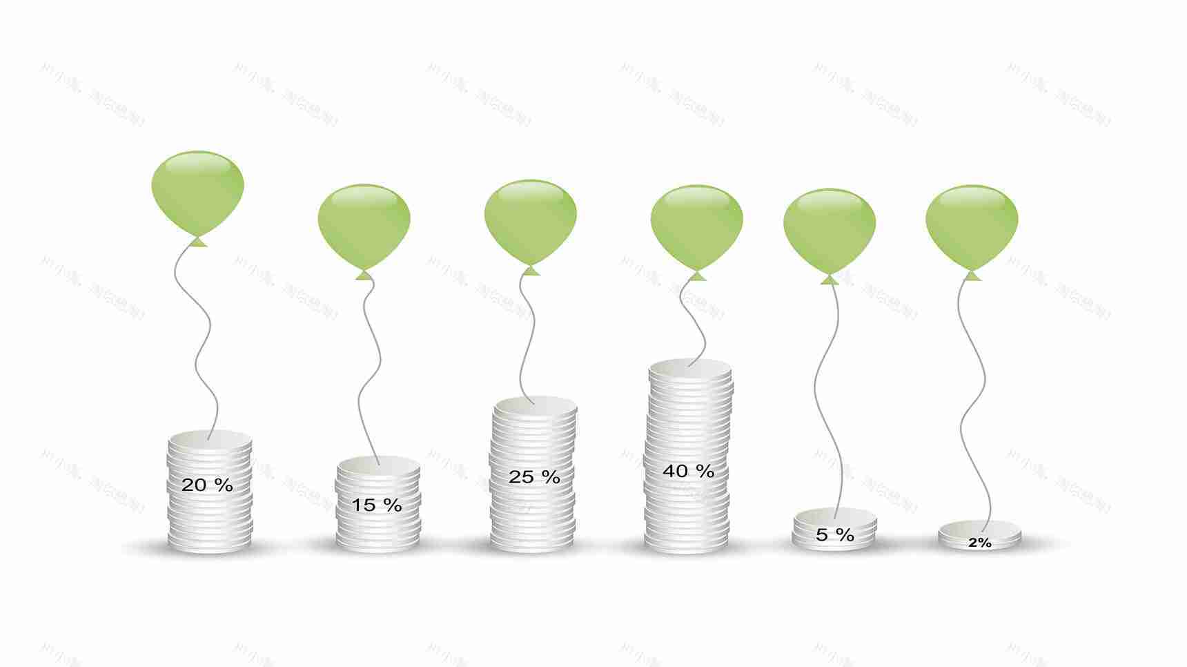 堆叠的硬币PPT柱形图模板-1