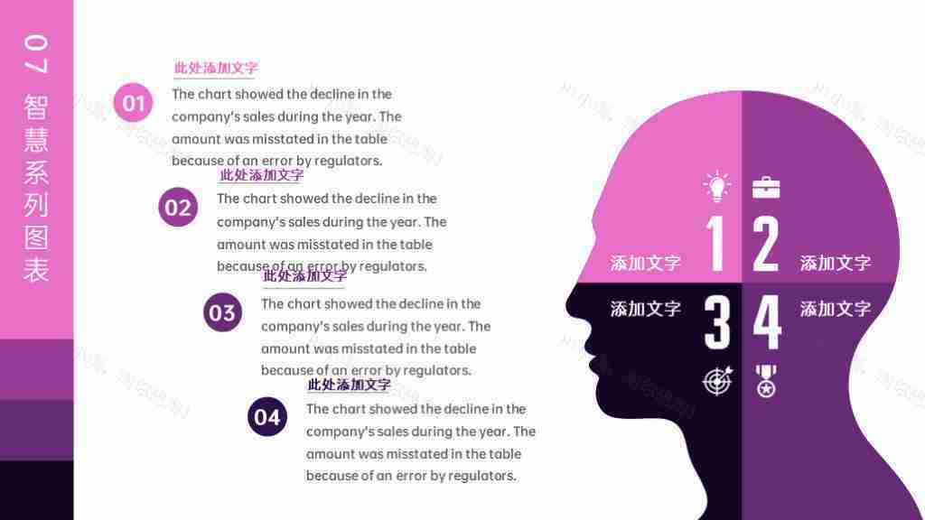 渐变紫时尚智慧系列图表合集数据展示PPT图表模板-8