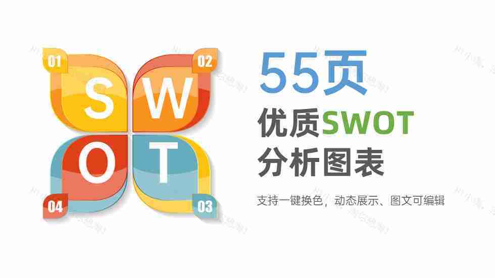 商务优质企业SWOT分析图PPT图表模板-1