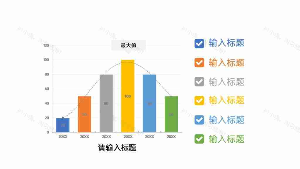 柱形图年度数据走势PPT图表模板-1