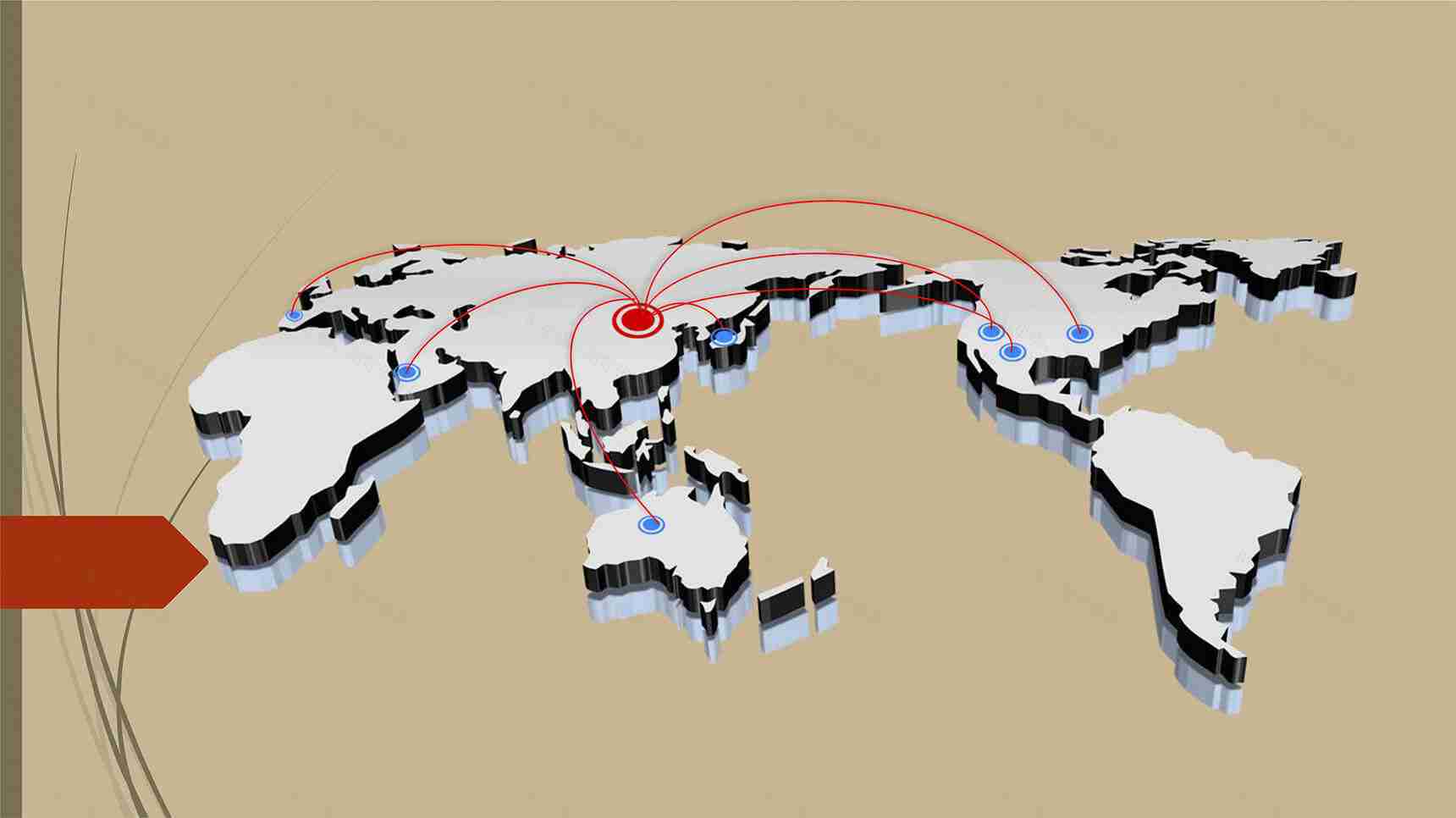 立体简约时尚地图PPT图表模板-1