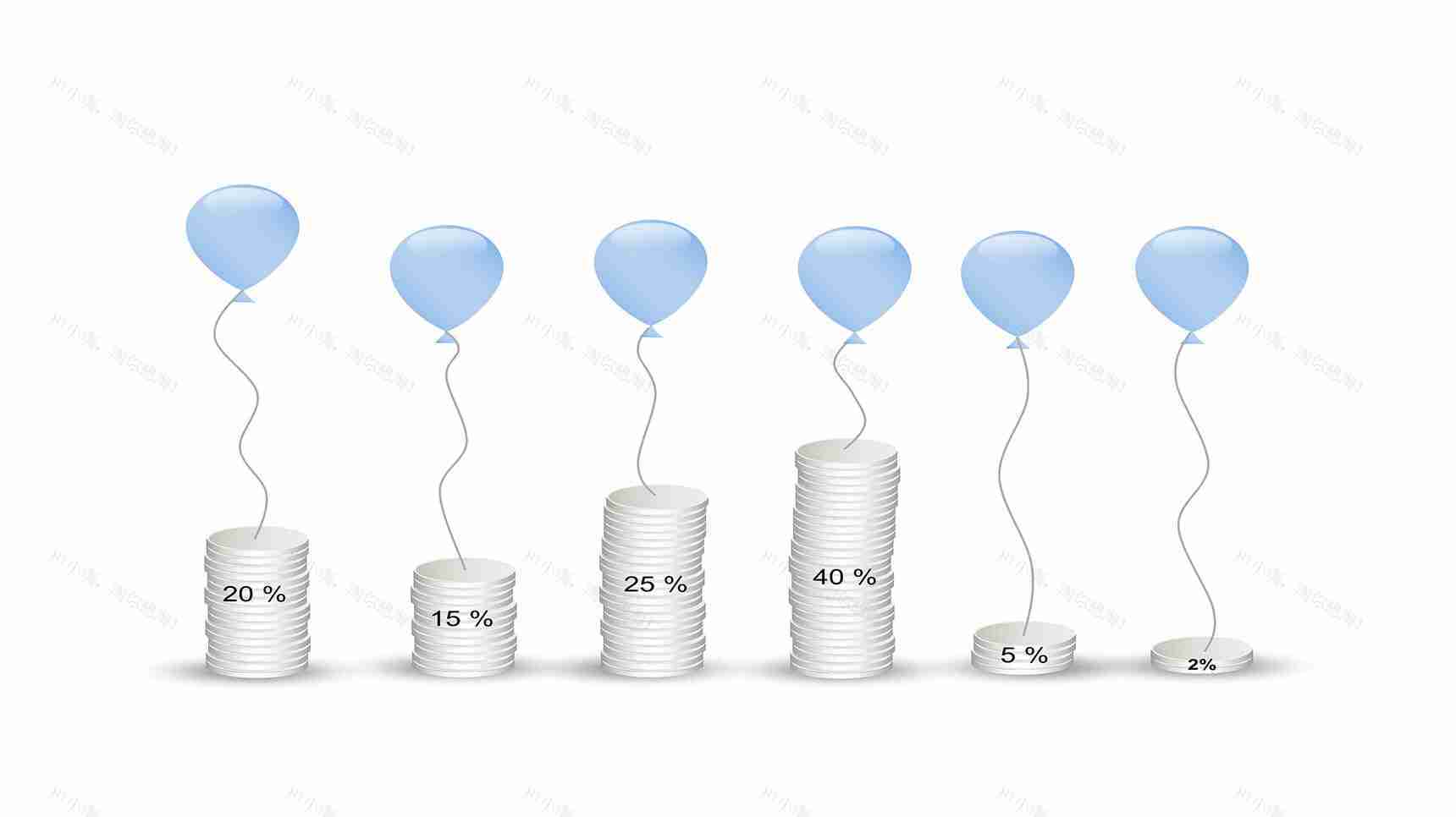 堆叠的硬币PPT柱形图模板-2