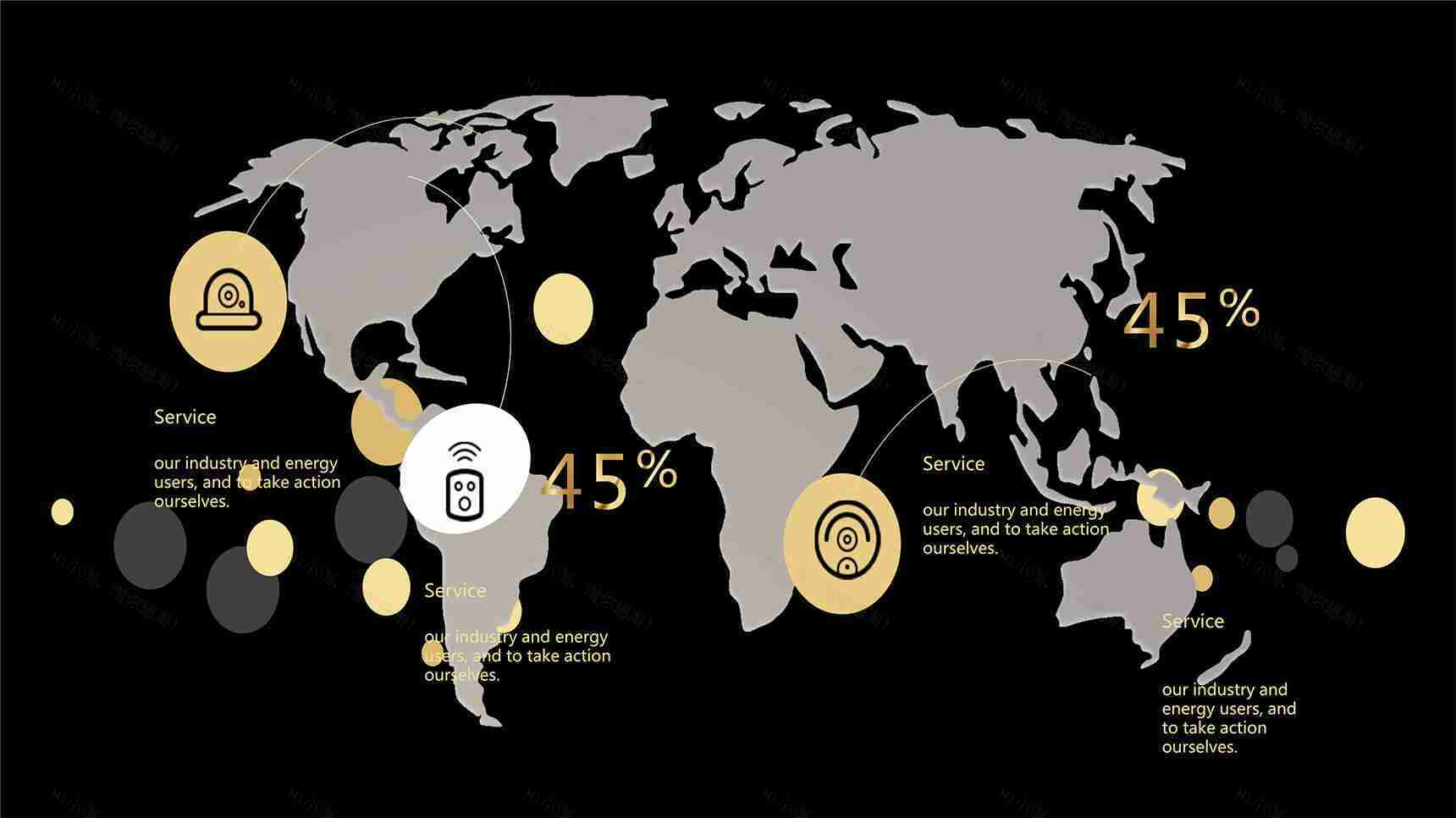 黑色高端商务地图图表PPT模板-1