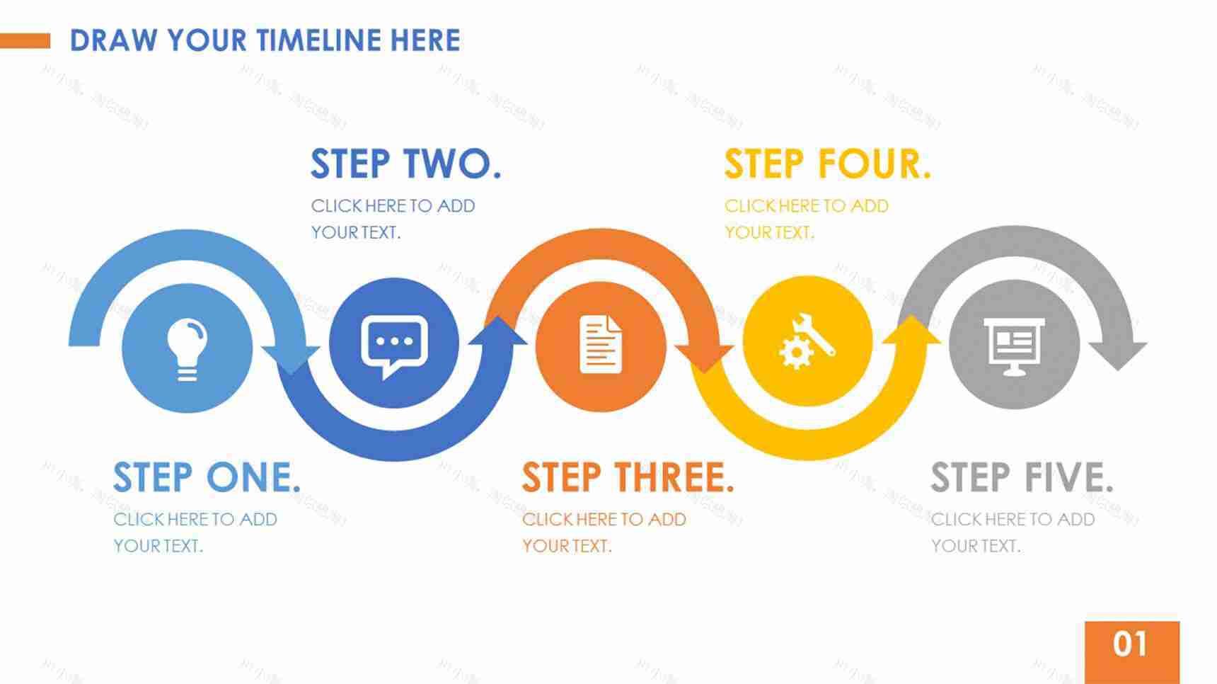 简约清新商业时间轴PPT图表-3