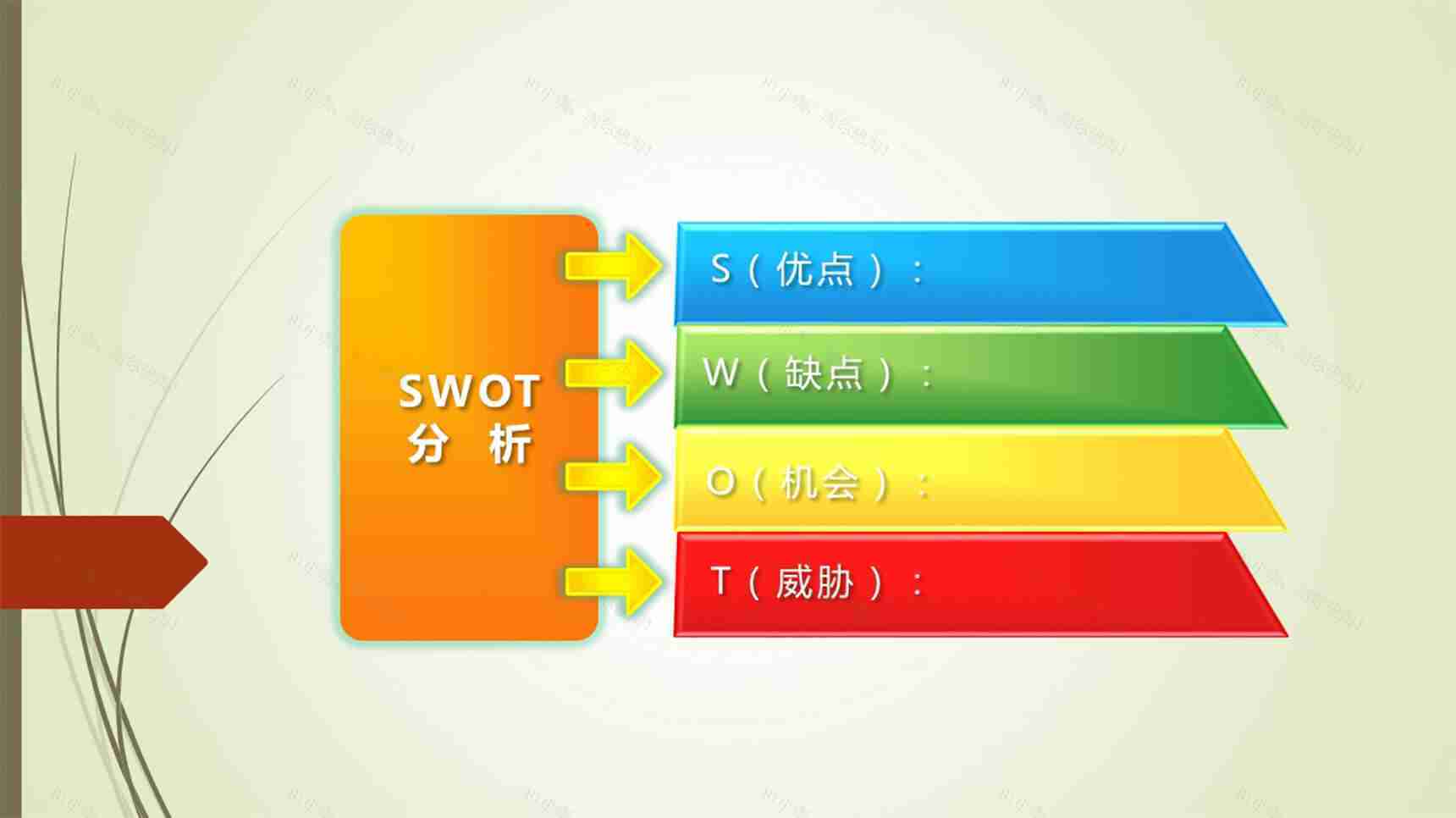 彩色创意SWOT分析PPT图表模板-1