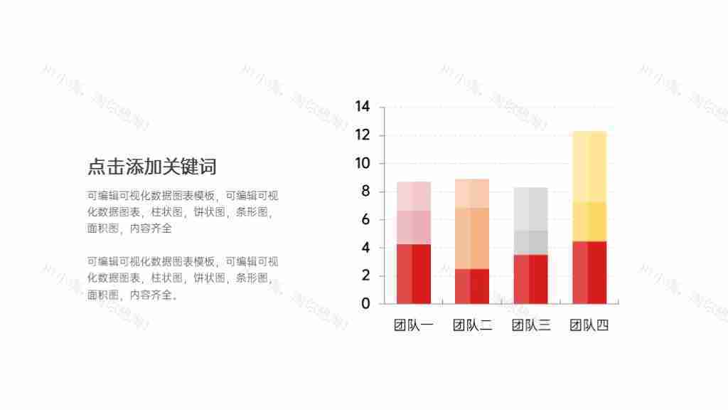 红色可编辑数据分析图表合集PPT图表模板-6