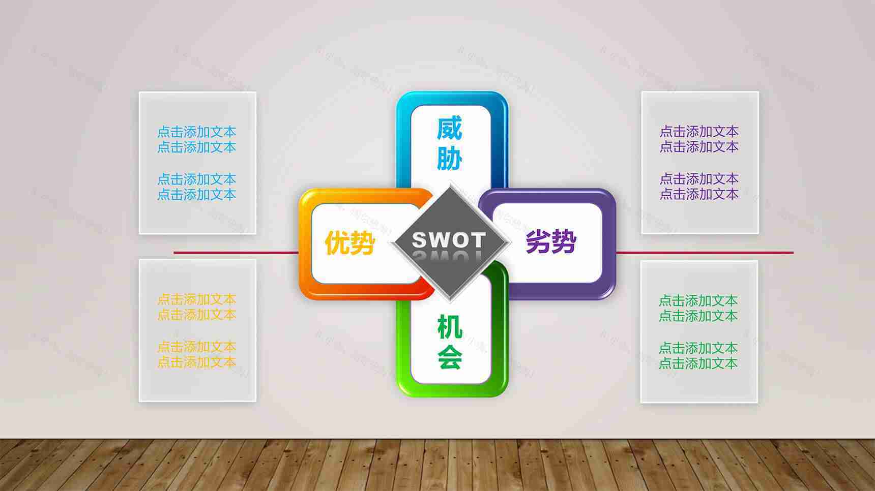 简约组织结构SWOT图表分析PPT模板-1