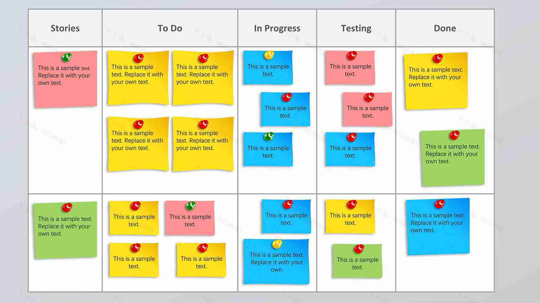 彩色便利贴简约表格PPT图表模板-1