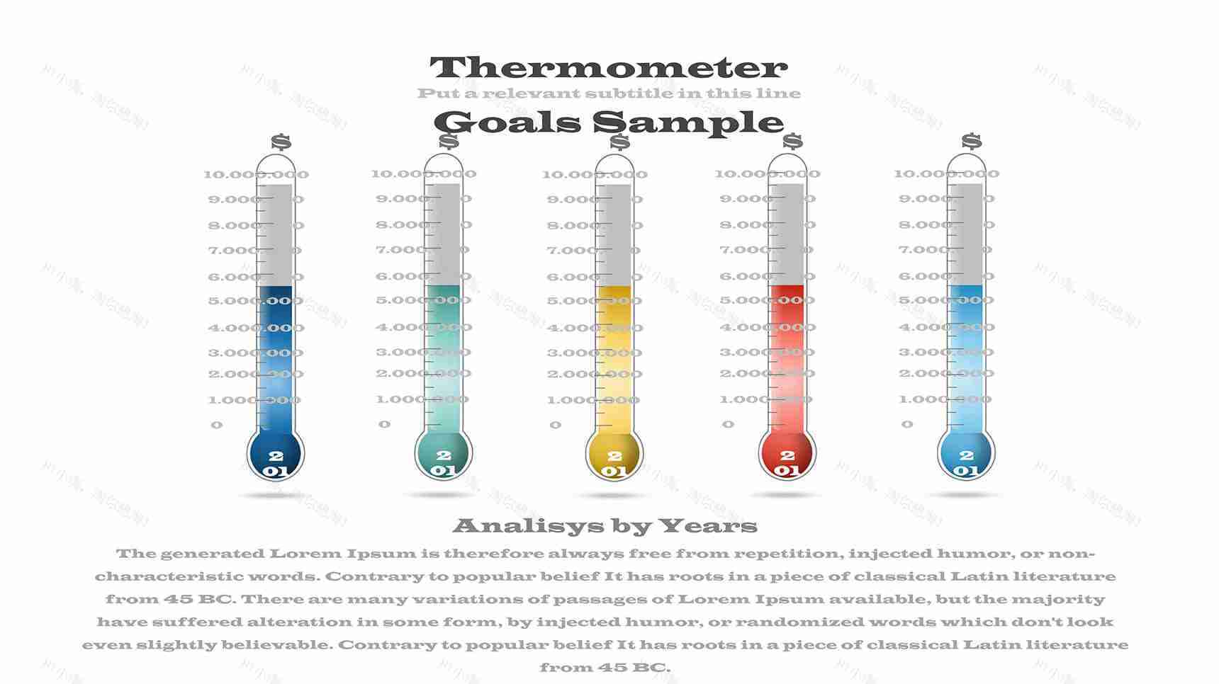 创意温度计形PPT柱形图-1