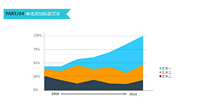 三色简洁商务世界面积图PPT素材