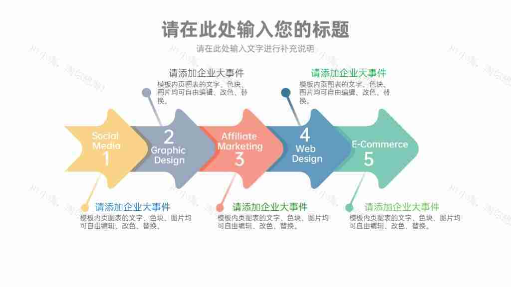 彩色简约多功能图表合集PPT图表模板-12