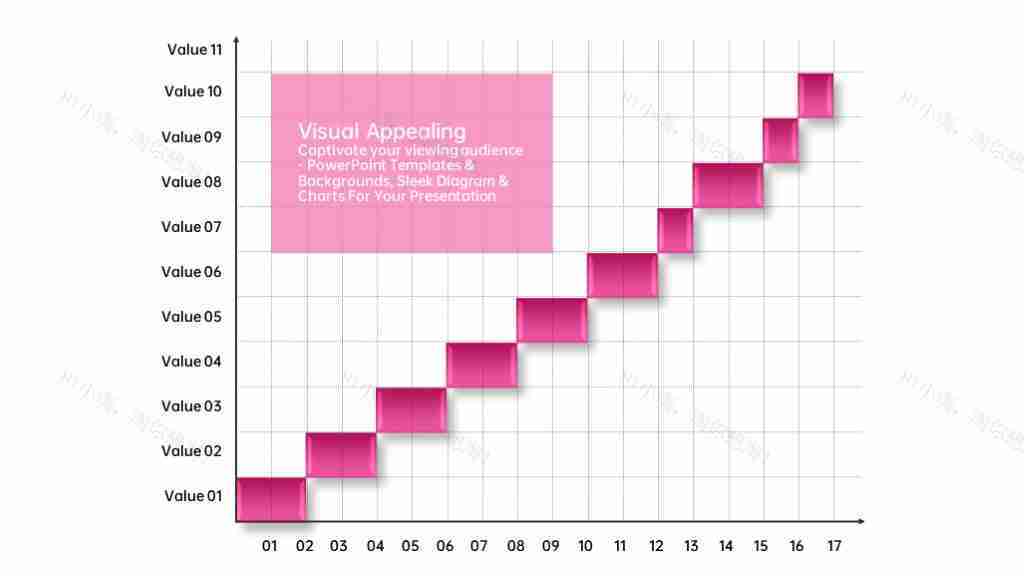 粉色水晶甘特图风格PPT图表模板-1