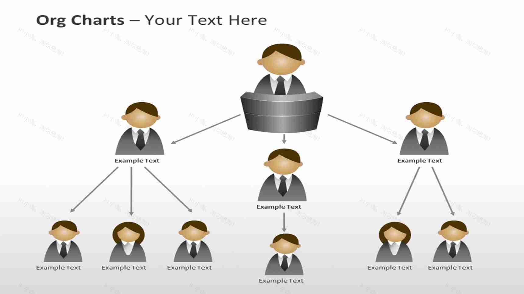 男女卡通头像PPT组织结构图-1