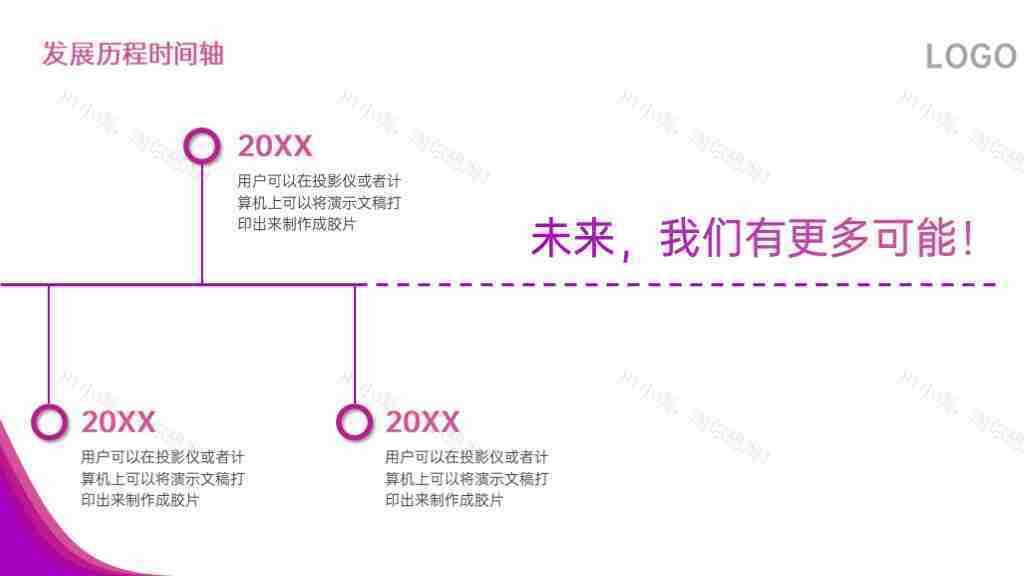 时尚紫色企业发展历程时间轴PPT图表模板-3