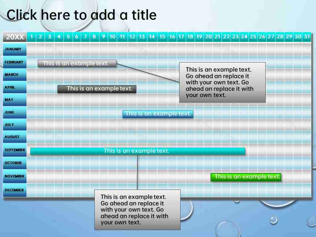 渐变带本文框说明甘特图PPT图表模板-1
