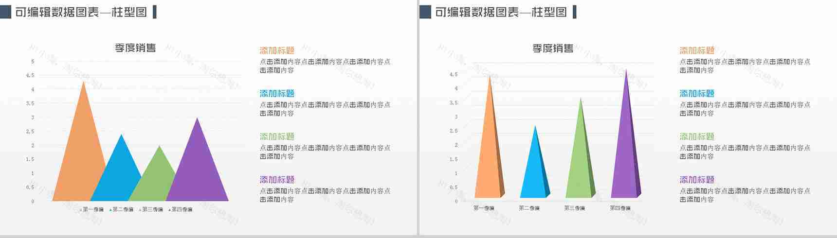 绿色精美实用可编辑数据图表柱形图-5