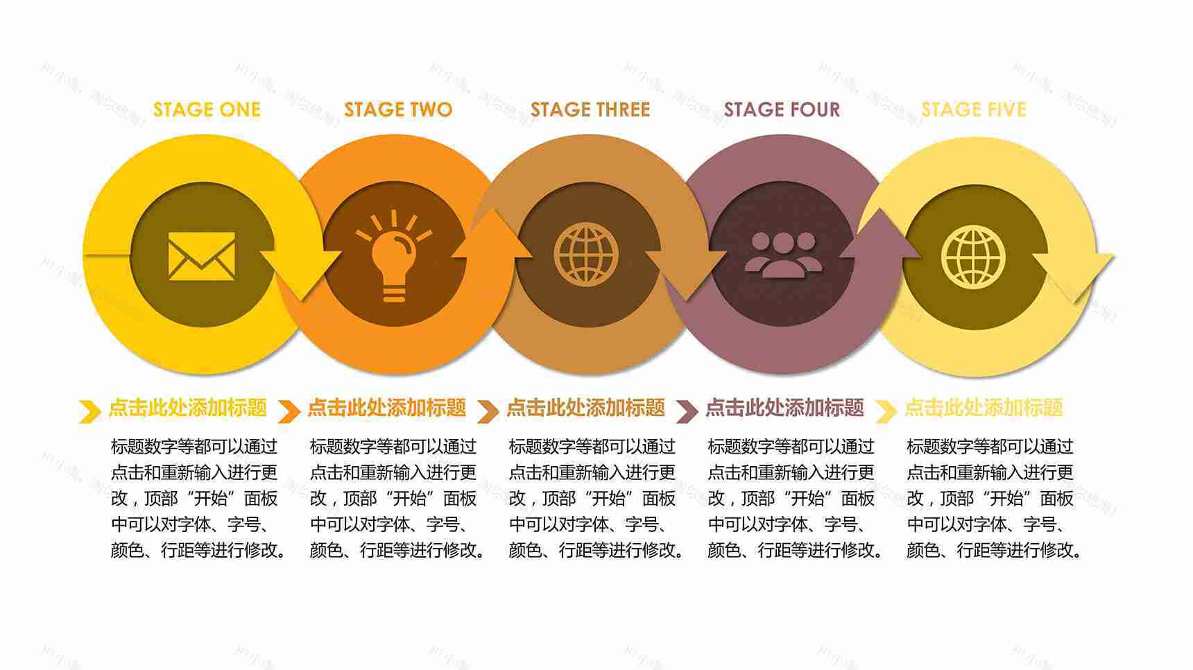 大气清新简约流程图循环PPT关系图表-3