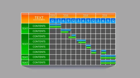 彩色实用甘特图图表PPT模板