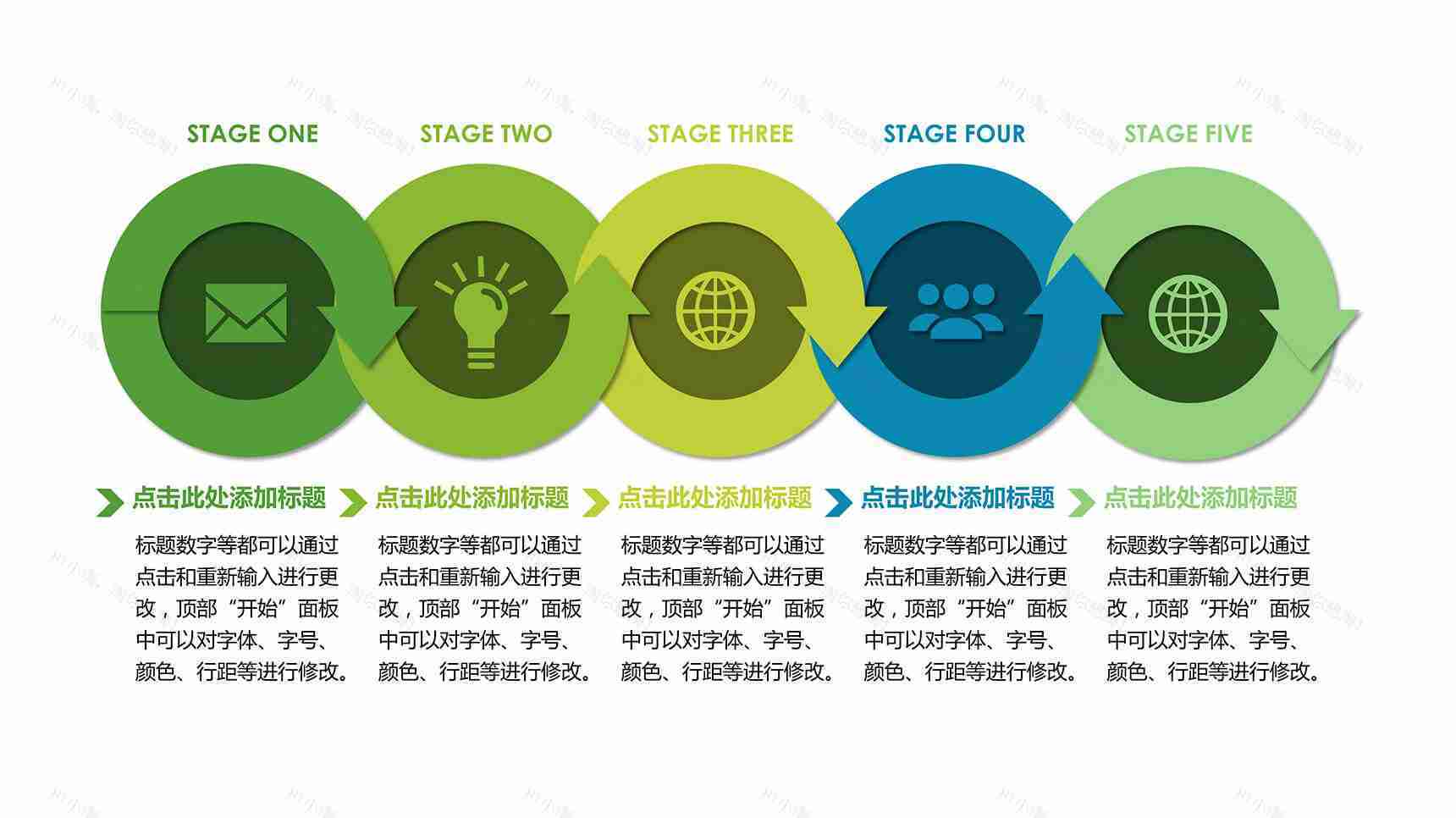 大气清新简约流程图循环PPT关系图表-2