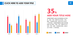 清新活泼柱状图PPT模板素材