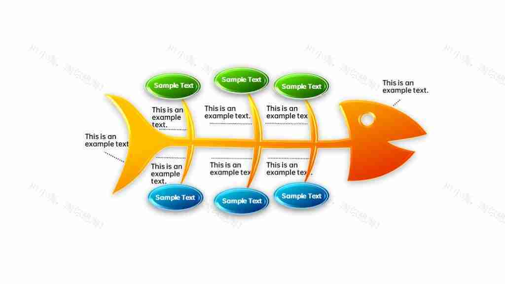 简约水晶并列鱼骨图PPT图表模板-1