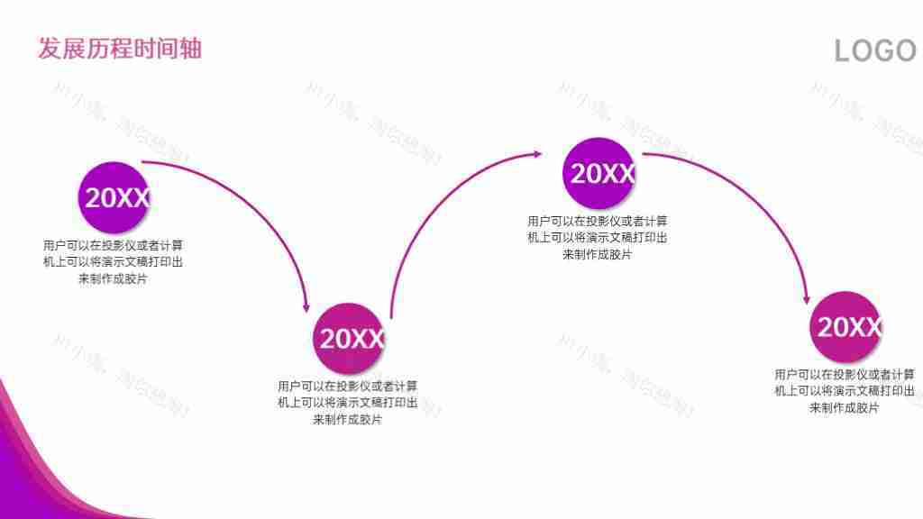 时尚紫色企业发展历程时间轴PPT图表模板-17