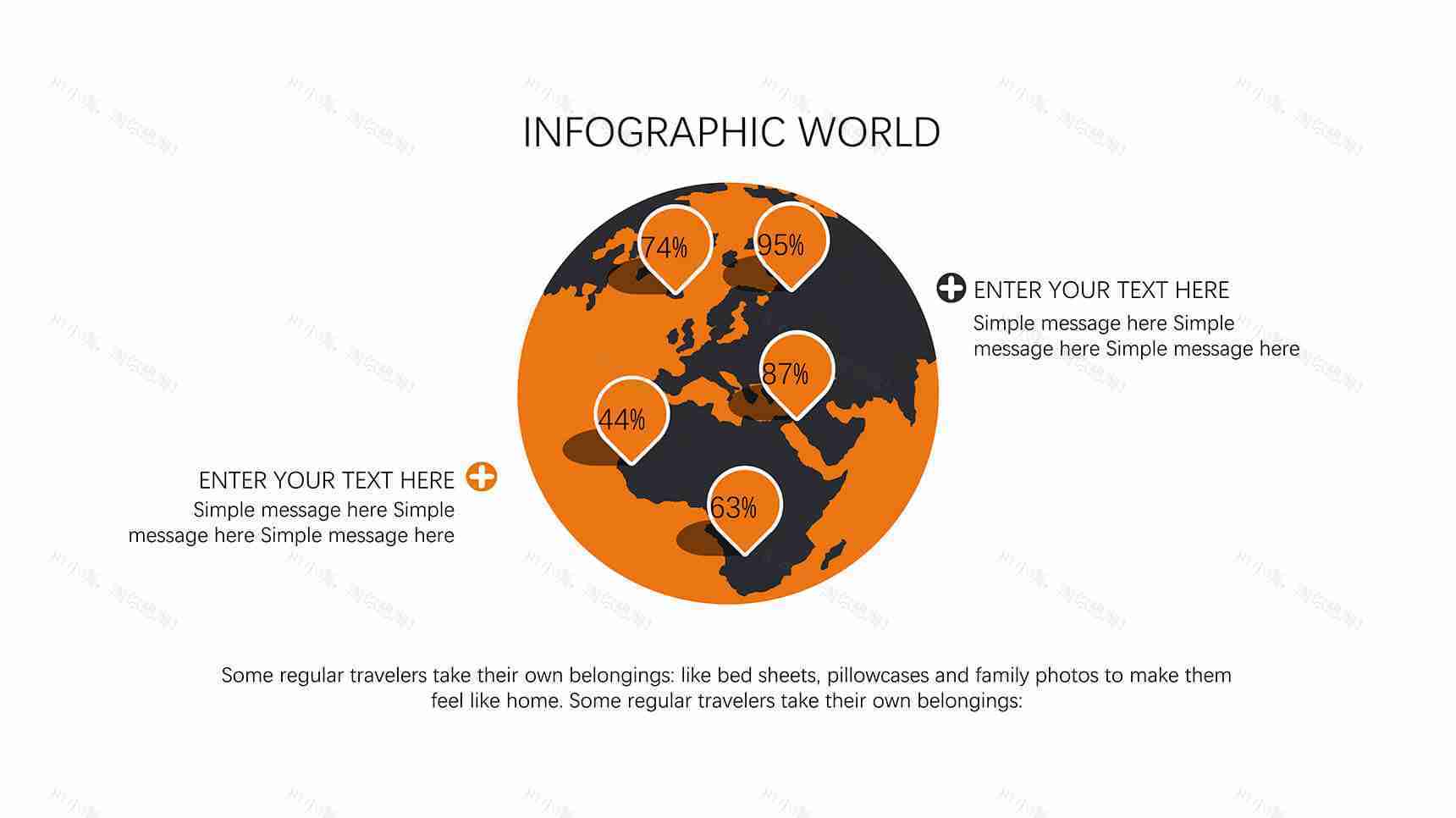橙色创意地球仪地图图表PPT模板-1