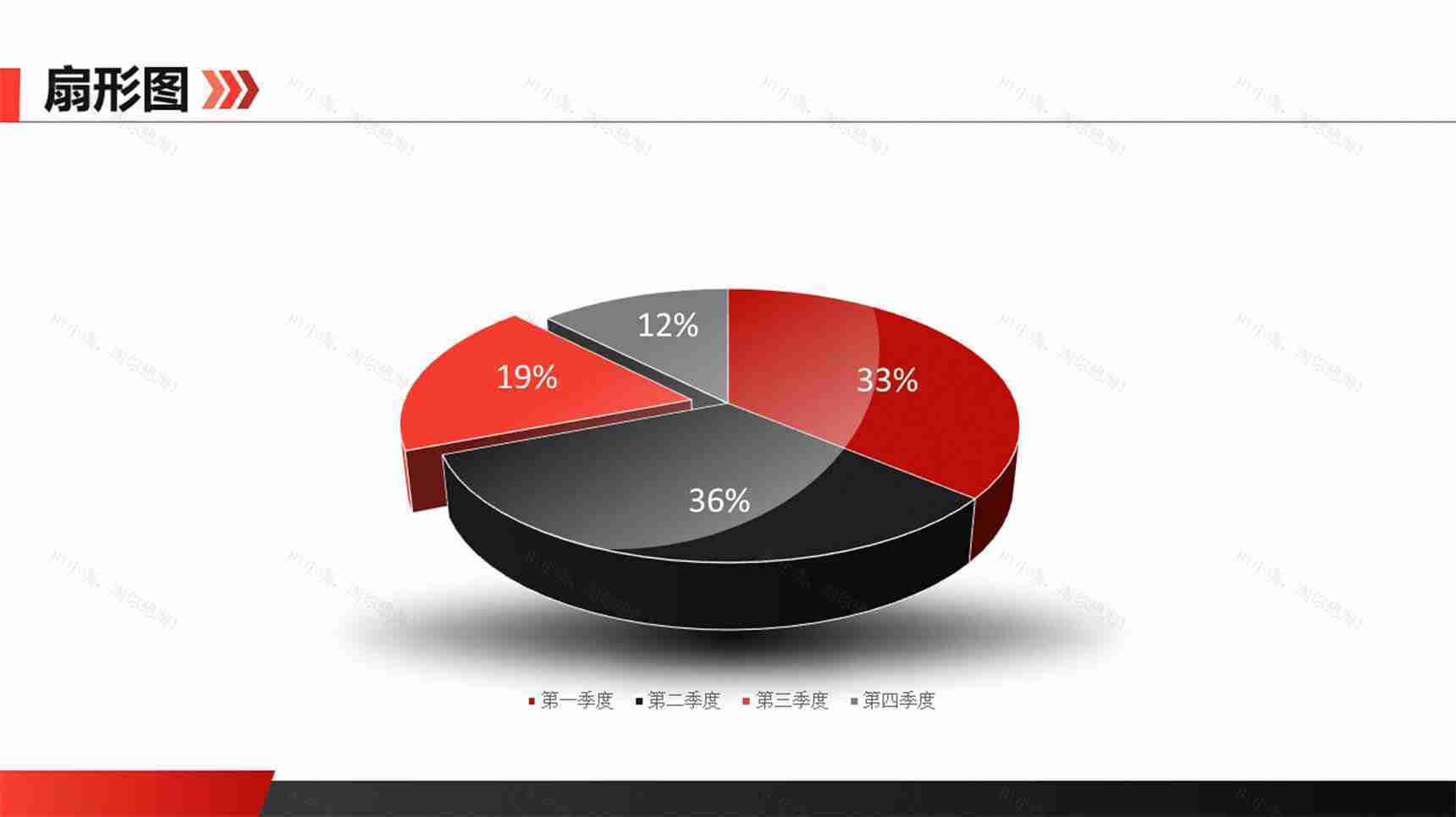 立体四季度比例饼图PPT模板-1