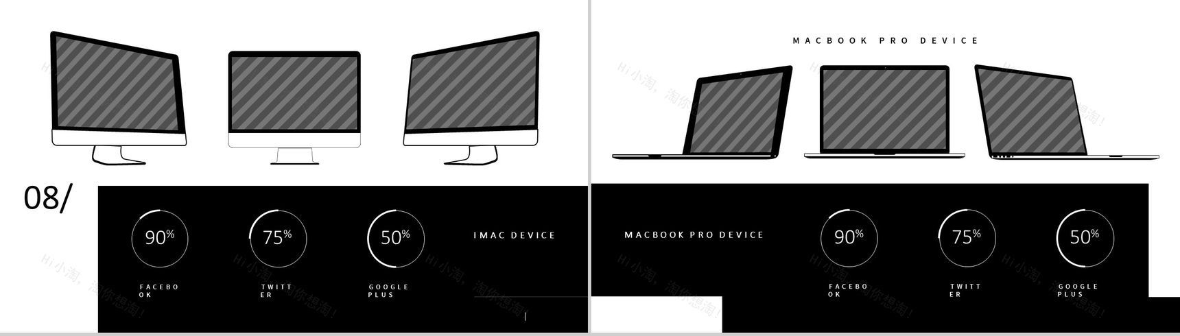 黑色简约动态手机电脑展示图标PPT模板-5