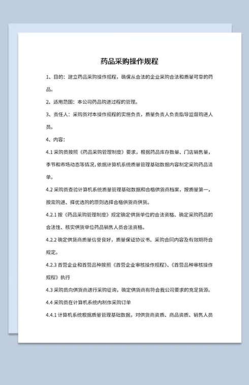 药店药品采购规程及首营企业审核操作规程Word模板